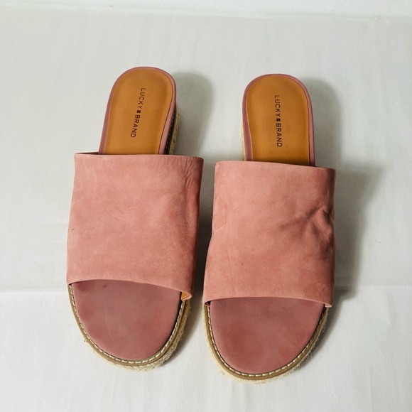 Lucky Brand Naydne Espadrille Slide Sandle Rose Pink 9.5 Suede Leather  Casual ￼ - Picture 1 of 7